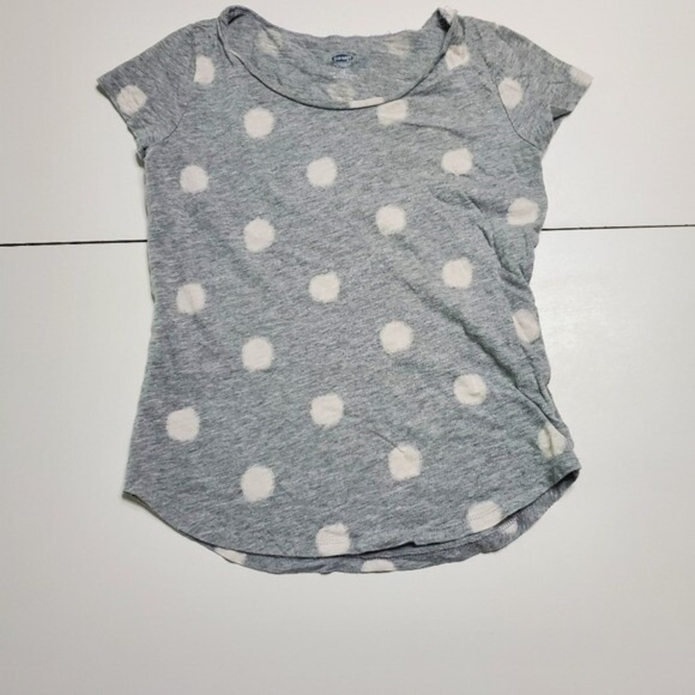 Old Navy girls M gray Shirt with white polka-dots